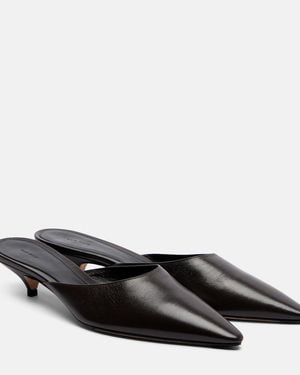 The Row Liisa Leather Mules - Black