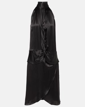 Nina Ricci Gathered Halterneck Satin Minidress - Black