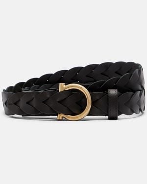 Ferragamo Gancini Braided Leather Belt - Black