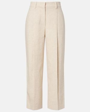 Brunello Cucinelli Cropped Linen And Silk-Blend Wide-Leg Trousers - Natural