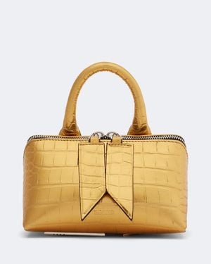 The Attico Friday Mini Croc-Effect Leather Top-Handle Bag - Metallic