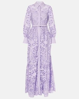 Self-Portrait Cotton Lace Maxi Dress - Purple