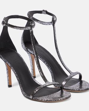Isabel Marant Einari Metallic Leather Sandals - Black