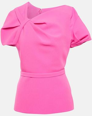 Safiyaa Peplum Crepe Top - Pink