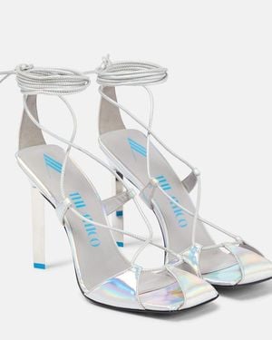 The Attico Adele Metallic Leather Sandals - White