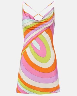 PUCCI Iride Draped Satin Jersey Minidress - Pink