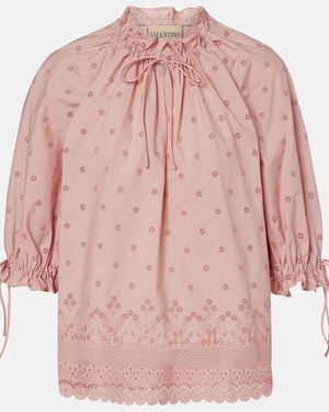 Valentino Broderie Anglaise Cotton Blouse - Pink