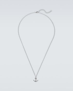 Mateo Anchor Lock Small Sterling Chain Necklace - Blue