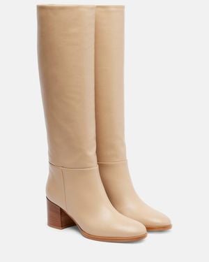 Gianvito Rossi Santiago 60 Leather Knee-High Boots - Natural