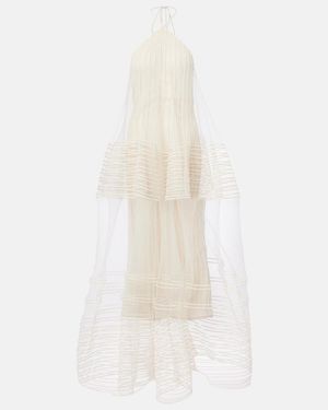 Jacquemus Epi Halterneck Tulle Maxi Dress - White