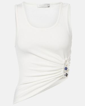 Christopher Esber Droplet Crystal Embellished Ruched Tank Top - White