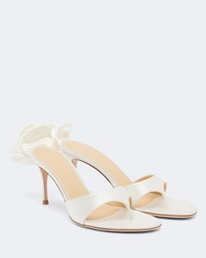 Magda Butrym Floral-Applique Satin Thong Sandals - Natural