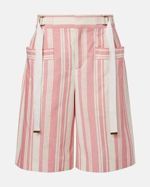 Chloé Striped Cotton Bermuda Shorts - Pink