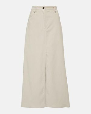 Brunello Cucinelli Cotton Corduroy Maxi Skirt - Natural
