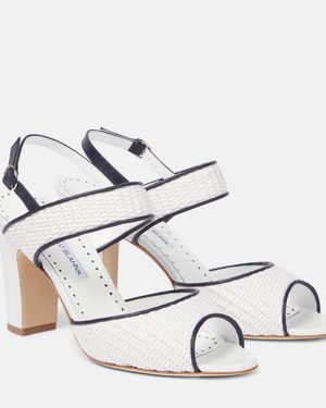 Manolo Blahnik Khiko 90 Raffia Slingback Sandals - Metallic
