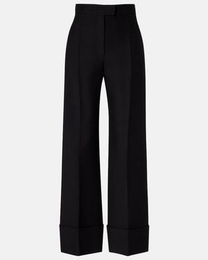 Valentino Crepe Couture Wide-Leg Trousers - Black