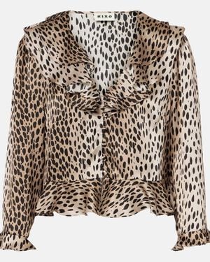 RIXO London Atlas Leopard-Print Silk Blouse - Black