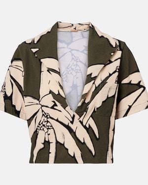 Johanna Ortiz Cropped Printed Terry Shirt - Green