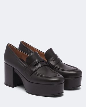 Gianvito Rossi Leather Platform Loafers - Black