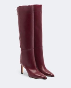Jimmy Choo Alizze Leather Knee-High Boots - Red