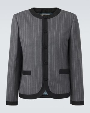 Valentino Pinstripe Virgin Wool Jacket - Black