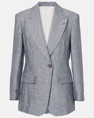 Brunello Cucinelli Hemp And Linen Blazer - Blue