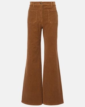 Nili Lotan Florence High-Rise Corduroy Flared Pants - Brown