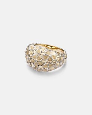 Yvonne Léon Ring Dome Fleurie Aus 9Kt Gelb- Und Weissgold (375/1000) Mit Diamanten - Weiß