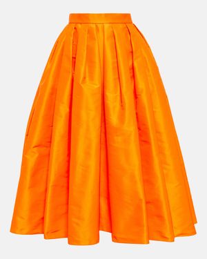 McQueen High-rise Faille Midi Skirt - Orange