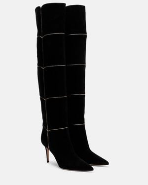 Gianvito Rossi Cuissard 85 Suede Knee-High Boots - Black