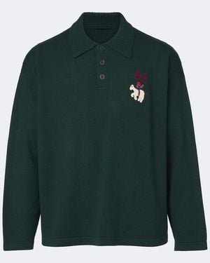 Bode Bestickter Polopullover Aus Wolle - Grün