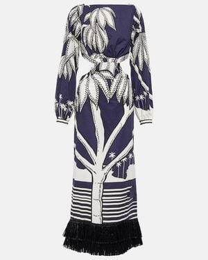 Johanna Ortiz Printed Fringe-Trimmed Cotton Maxi Dress - Multicolour