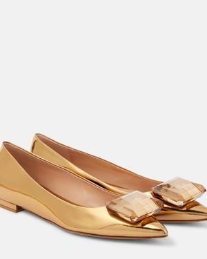 Gianvito Rossi Jaipur Metallic Leather Ballet Flats - Brown