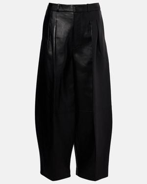 Altuzarra Dash Leather Barrel-Leg Trousers - Black