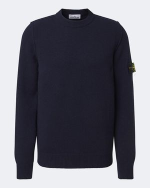 Stone Island Pullover Compass Aus Einem Wollgemisch - Blau