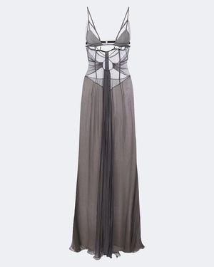 Nensi Dojaka Cutout Sheer Silk Gown - Purple