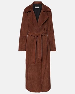 Nour Hammour Althea Suede Wrap Coat - Brown