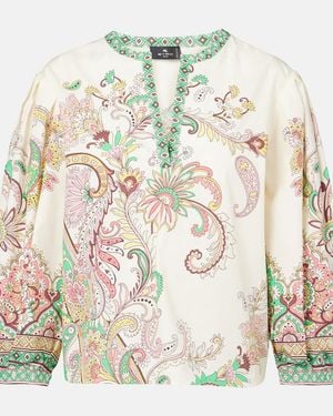 Etro Printed Cotton Top - Metallic