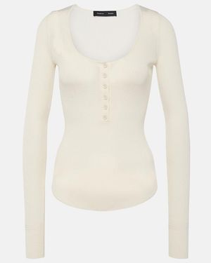 Proenza Schouler Boyd Ribbed-Knit Henley Shirt - White