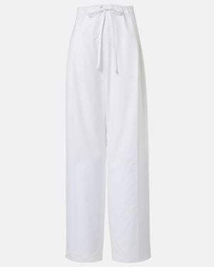KHAITE Trenton Cotton Poplin Wide-Leg Trousers - White