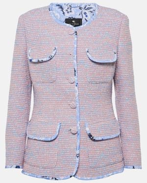 Etro Checked Wool-Blend Tweed Jacket - Purple