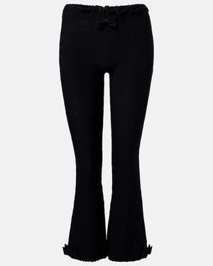 Balenciaga Bow-Detail Ruffled Capri Flared Trousers - Black