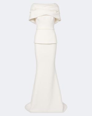 Safiyaa Loura Peplum Crepe Gown - White