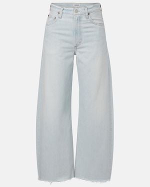 Agolde Low Curve Fray Mid-Rise Barrel-Leg Jeans - Blue