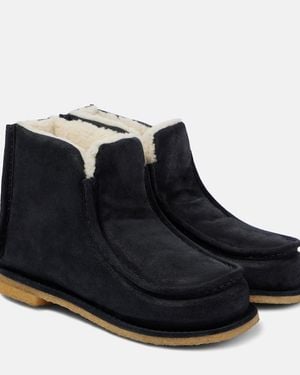 JW Anderson Shearling-Lined Leather Ankle Boots - Black