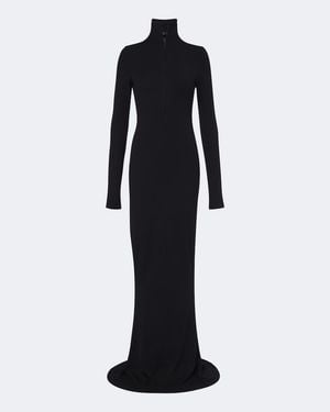 Mugler Rollkragen-Maxikleid Aus Einem Wollgemisch - Schwarz