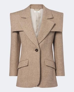 Chloé Caped Wool Blazer - Natural