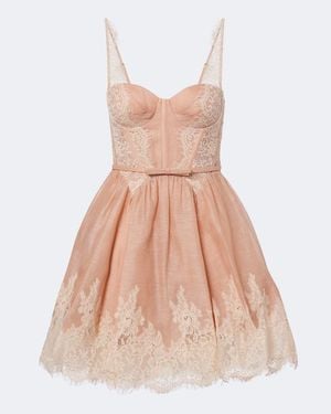 Zimmermann Valiant Linen And Silk Corset Dress - Pink