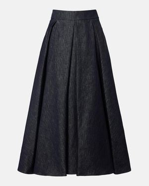 Max Mara Pleated Denim Midi Skirt - Blue