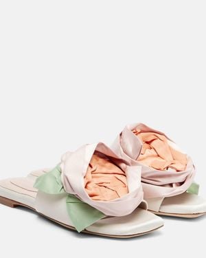 Simone Rocha Floral-Applique Satin Slides - Pink